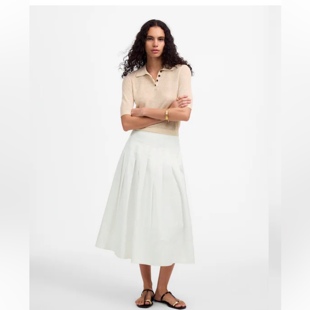 Madewell white pleated midi skirt-sz 8